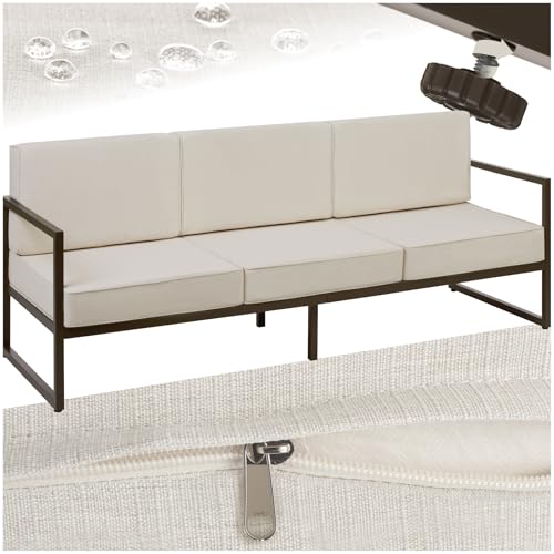 tectake® Garten Lounge Sofa 3 Sitzer, Couch, Gartenmöbel, Balkonmöbel, Terrassenmöbel, Wintergarten Lounge Möbel Outdoor, Gartenbank wetterfest, Sitzbank mit Lehne, Gartenlounge - 3 Sitzplätze
