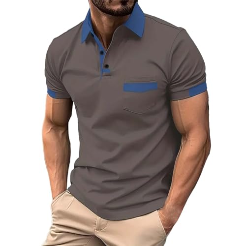 Poloshirt Herren Kurzarm Polohemd Stickerei Einfarbig Baumwoll Polo T-Shirt Poloshirt Mit Brusttasche Herren Poloshirt Kurzarm Schwarz 4XL