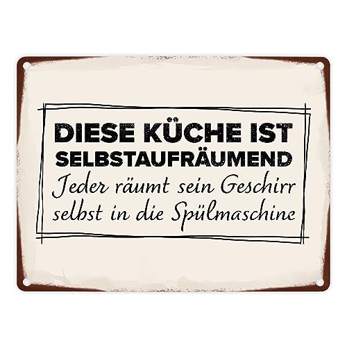 Diese Küche ist selbstaufräumend Metallschild in 15x20 cm für den Haushalt lustiges Blechschild für die Küche als Erinnerung für Familienmitglieder die das Geschirr nicht in