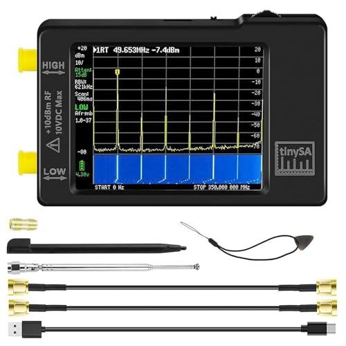 AURSINC TinySA Spektrumanalysator Handheld, 2,8 Zoll Touchscreen V0.3.1 Signalgenerator 100 kHz bis 960 MHz MF/HF/VHF UHF-Eingang ESD-geschützte Funktion