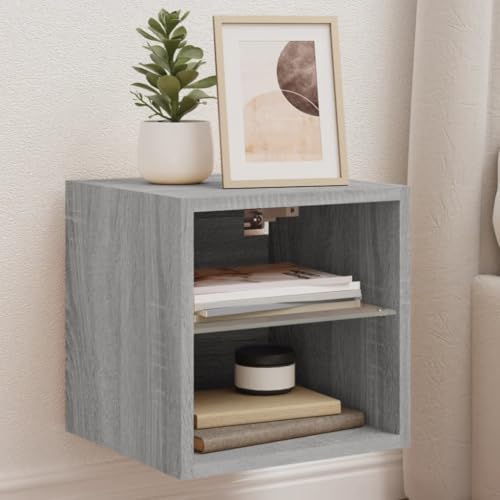 Woonisher TV-Wandschrank mit LED-Leuchten Grau Sonoma 30x28,5x30 cm tv Schrank Sideboard fernsehschrank