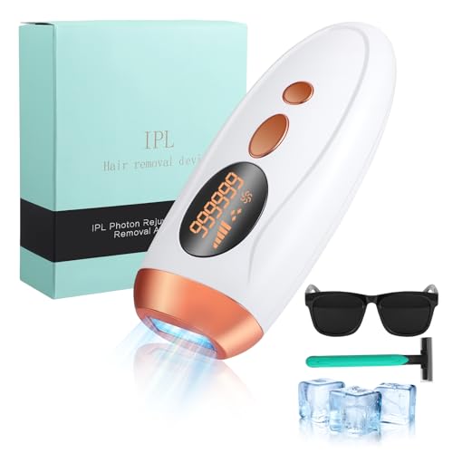 IPL Haarentfernung Laser mit Gefrierfunktion, 5 Energiestufen und 3 Erweiterte, Schmerzfreies Ergebnis, 999.900 Lichtimpulse Ideal für Männer, Frauen, Beine, Achseln, Körper