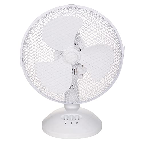 Russell Hobbs RHPDF0921 Tischventilator, tragbar, 23 cm, 2 Geschwindigkeiten, Weitwinkel-Schwenken, leise im Betrieb, ideal für Schlafzimmer oder Büro, weiß