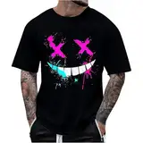Tshirt Herren Kurzarm Rundhals T-Shirt Lustig Druck Oversize Sommershirt Trend Bunt Graffiti Sportshirt Mode Hip Hop Streetwear Lässige Halbarm Tshirts Bequeme Baumwolle Oberteile