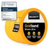 HASKYY Goldband Malerkrepp Kreppband 3x Malerband 30mm x 50m Profi Abdeckband Malertape Klebeband Washi Tape Gold Papiertape Selbstklebend