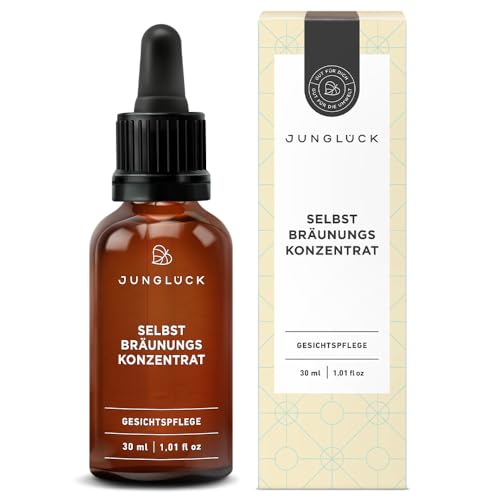 JUNGLÜCK Selbstbräunungskonzentrat - Vegan | Flüssiges Selbstbräuner Serum verleiht eine natürliche und gleichmäßige Bräune zum Mischen mit der Gesichtspflege | Tanning Drops für sanfte Bräune