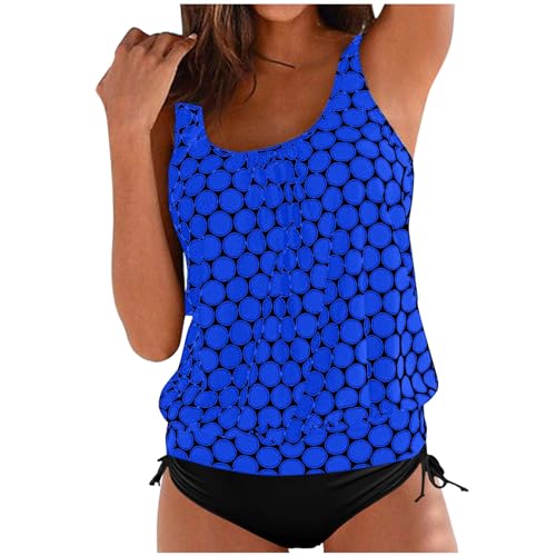 EQWIGKEIT die Discounter, Tankini Damen Bauchweg Push Up Bademode Drucken Zweiteiler Schwimmanzug Große Größen Oberteil Mit Badeshorts Hoher Taille Strandmode