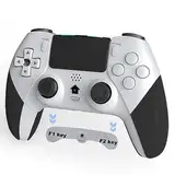 Holilo Wireless Controller für PS-4, Gamepad Controller kompatibel mit PS-4/Pro/Slim mit Programmierbare Tasten, 6-Achsen Gyro Sensor, Dual Vibration, Touchpane, Turbo(Weiß)