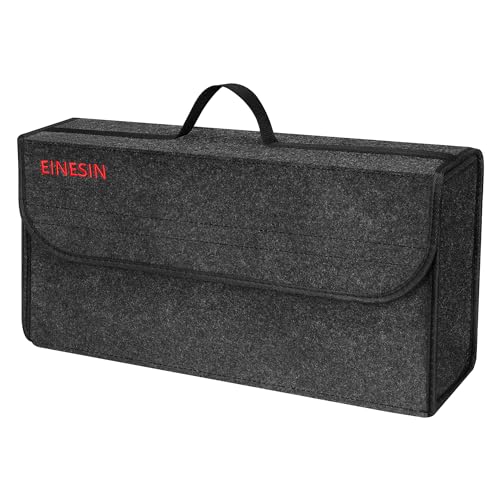 Einesin Auto Organizer Toolbag Größe L, Kofferraum Organizer aus Filz mit Klett Fixierung, Auto Zubehör für Werkzeug & Autopflege, Auto Organizer Kofferraum, Kofferraumtasche (Dunkelgrau, 50x15x25)