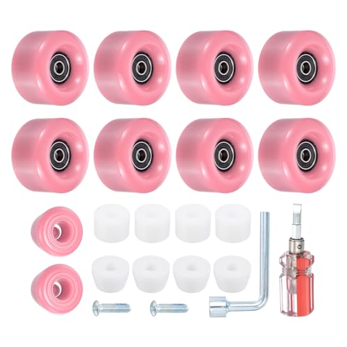 UHATa Rollschuh-Räder Anwendung für Doppel Reihen-Skating - mit ABEC - 9 Lagers 58mmx32mm 82A PU Quad Roller Skate Räder - [Set 8 - Pink]