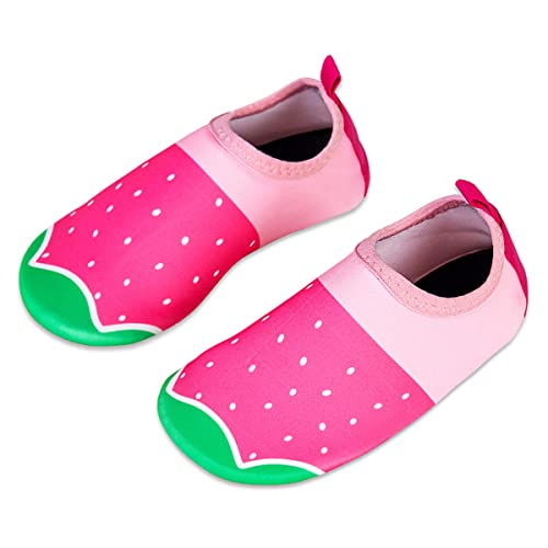 Kinder Badeschuhe Wasserschuhe Strandschuhe Mädchen Junge Schwimmschuhe Barfußschuhe rutschfeste Surfschuhe Sportschuhe Kleinkind Schwimmbad(Strawberry,20/21 EU)