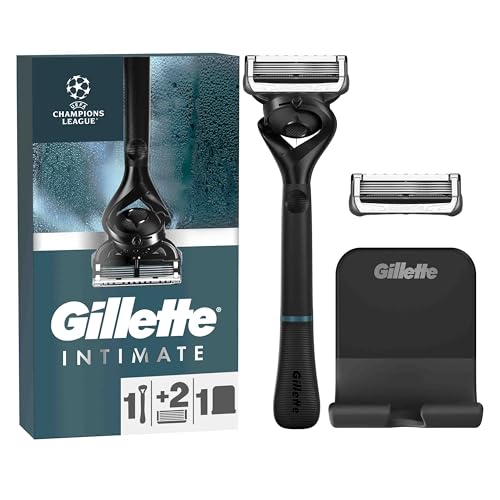 Gillette Body und Intimate Nassrasierer Herren, Rasierer + 2 Rasierklingen, mit Duschaufhänger für einfache Aufbewahrung, Geschenk für Männer