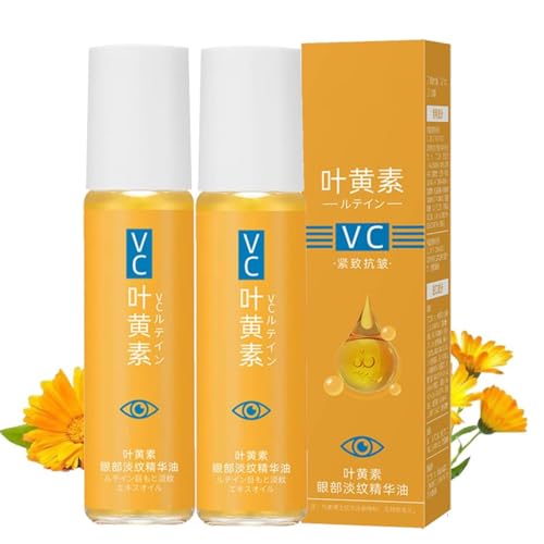 Lutein Anti-Falten Serum öl, Lutein Augenessenzöl, Lutein Eye Essence Oil, Vc Lutein Anti Falten öl, Anti-Aging-Augenserum gegen Falten, Tränensäcke, Schwellungen Und Augenringe Entfernen (8ml, 2PC)