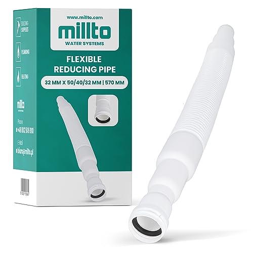 Millto™ Flexibles Rohr Reduzierstück 32 x 50/40/32 mm 500 mm Abflussrohr mit Muffe Abwassersystem Kanalsystem Abgang Waschtisch Verstellbares Abflussverbindungsstück Abflusssysteme
