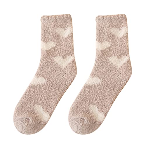 Korallenrote Fleecesocken FüR Damen Socken Mit Herzdruck Bunte, Leichte Sportsocken Aus Baumwolle Heeren Unterhose Set WäSche Und Socken Bunte Socken Lustige Socken Warme Wintersocken Damen