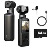 ydi 4K Körperkamera Bodycam Video & Audio Mini Taschen Vlog Cam 270° Drehbarer Kamera mit Externes Mikrofon, 64GB Karte, Pocket Kamera für Sport im Freien, Fahrrad, Reisen, Polizei, Zivilisten