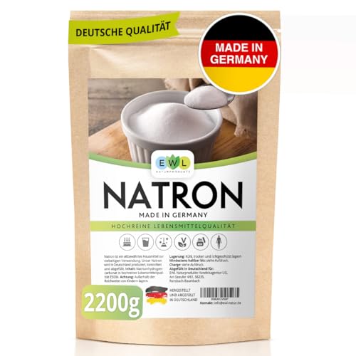 EWL Naturprodukte Natron Pulver Baking Soda 2200g extra XXL Vorteilspack Hochreine Lebensmittelqualität, Backpulver, Deutsche Herstellung u. Abfüllung, Natronpulver Backingsoda