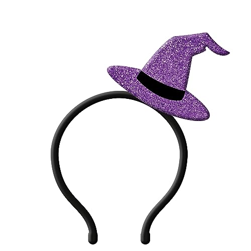 Folat 23858 23858-Happy Hexe, Haarreif Tiara mit Hexenhut Schwarz Lila-Halloween Party, Mehrfarbig