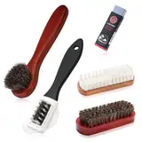 5 STK Schuhbürsten Set, Wildlederbürste für Schuhe, Schuhreiniger Raulederbürste Nubukleder Bürste, Veloursleder Pflege Reinigungsset Messingborsten, Wildleder Radiergummi