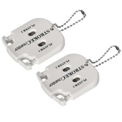 GNAUMORE Double Golf Schlagzähler,Golf Score Zähler mit Schlüsselkette,Golf Ergebnis Zähler,Golf Score Zähler Stroke Counter,Golf Punktezähler für 2 Spieler,Golf Score Counters,Weiß,2 Stück