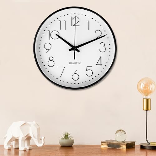 Diompirux 20cm Weiß Hohe Genauigkeit Wanduhr, Einfach zu Lesen, Wanduhr Ohne TickgeräUsche Lautlos Analog Modern, Rund DekorativeWanduhr, Quartz Lautlos wanduhren, für Schule, Büro, Wohnzimmer, Küche…