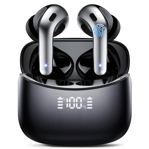 Bluetooth Kopfhörer, Kopfhörer Kabellos Bluetooth 5.3 In Ear Kopfhörer mit 4 ENC Noise Cancelling Mic Ear buds, LED-Anzeige, Kabellose Kopfhörer 52H Tiefer Bass, IPX7 Wasserdicht Ohrhörer, Schwarz