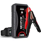 NEXPOW Starthilfe Powerbank, 1500A Spitzstrom Tragbare Auto Starthilfe 12V für 7.0L Benzin und 5.5L Dieselmotor, Starter Powerbank mit LED Taschenlampe/USB, Batterie Jump Starter mit Starthilfekabel