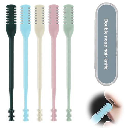 Viechoes 2024 Neues Doppelseitiges nasenhaarmesser,5 PCS 2-in-1 nasal hair cutter,nasenlochhaarentferner-werkzeug,nasierer,Tragbarer nasenhaarschneider,nasenhaarschneiderklinge für Damen und Herren