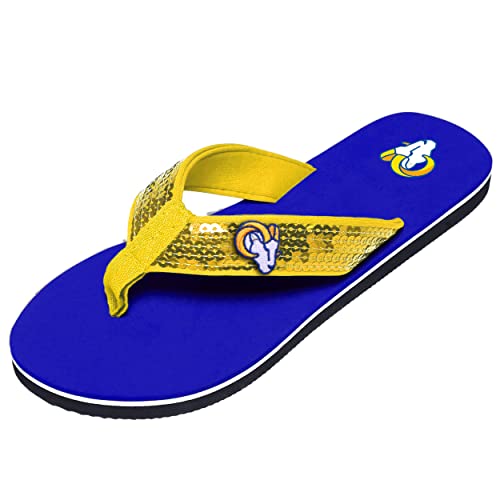 FOCO Damen Team Logo Pailletten Sandalen Detroit Lions NFL Flip Flops, Größe M