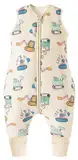 Chilsuessy Baby Schlafsack mit Beinen 2.5 Tog Winter Schlafsack Unisex Ganzjahres Schlafsack mit Füßen Babyschlafsack Schlafsack Kinder, Cartoon Bagger, 80cm/Baby Höhe 85-95cm