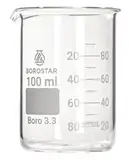 Borostar Becherglas (Boro 3.3), niedrige Form mit Graduierung und Ausguss, 100 ml