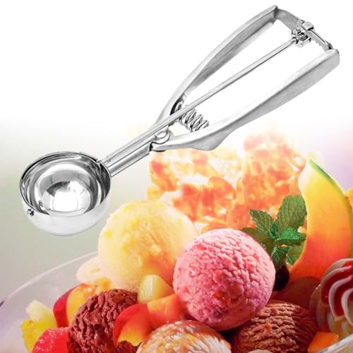 Eisportionierer Edelstahl,Ice Cream Scoop,Eislöffel Edelstahl,Eiscremelöffel mit Auslöser,Eislöffel Keksportionierer Speiseeislöffel,Eislöffel Portionierer,für Eiscreme Melone Fleischbällchen