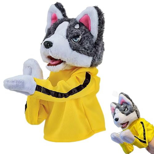 Dhqkqg Kung Fu Husky Dog Toy, Dog Boxing Hand Puppet Toy, Interactive Hand Puppet Dog Toy, Interaktives Kniffliges Spielzeug mit Geräuschen und Boxaktion, for Adults and Children's Hands