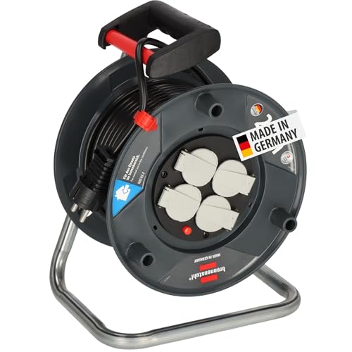 Brennenstuhl Garant V2 Kabeltrommel 25m Kabel (Made in Germany, 4 Schutzkontakt-Steckdosen, Überhitzungsschutz, Trommelkörper aus Spezialkunststoff)