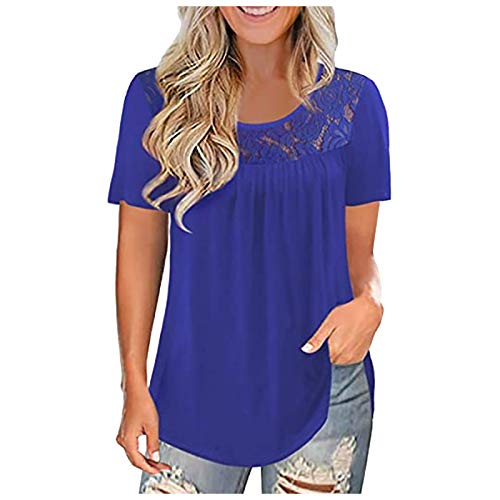 Generisch Damen T-Shirt Top Tops Rundhals Oberteil Elegant Shirts V/O-Ausschnitt Rundhals Kurzarm Tee Shirts Tops Bedrucktes Damen T-Shirt T-Shirts Damen T Shirt Damen Kurzarm Damen Bluse Kurzarm