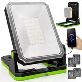 SYLSTAR Akku Baustrahler für 18-20V Akkus, 30W 3000LM Arbeitsleuchte LED Akku Lampe Kompatibel mit BOSCH Professional, Makita, DEWALT, Black&Decker, PorterCable, STANLEY, WORX und Milwaukee(nur Licht)