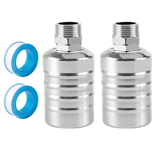 2 Stück Schwimmerventil für Wassertank Pool,304 Edelstahl Automatisches Schwimmerventil,Wasserstandskontrollventil mit Wasserhahn-Dichtungsband,3/4 Zoll Wasserstandsregelventil,Schwimmkugelhahn (A)