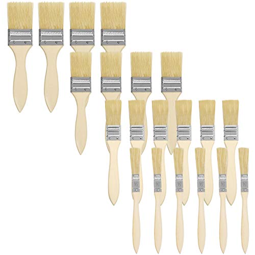 Kurtzy Pinselset Profi Malerpinsel Set (20 STK) –Holz Pinsel 5,08/3,81/2,54/1,27 cm Pinsel Set für Farbe, Lack, Beizen, Klebstoff - Pinselset Maler, Lasurpinsel Set, Lackpinsel Set zum Streichen, DIY