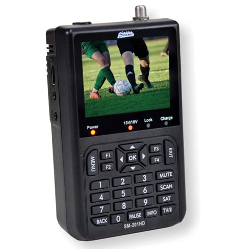 Summit SM 201HD Satelliten Messgerät I Sat Finder für DVB-S/S2 I Digitales Messgerät mit 3,5" TFT LCD Display & Tonsignal I inkl. Steckernetzteil, AV-Adapterkabel & Nylonschutztasche