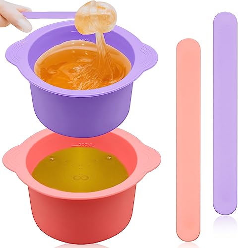 2pcs Silikon Wachs Warmer Schüssel, Wiederverwendbare Wachs Warmer Silikon Liner, Antihaft Wachs Topf Silikon Schüssel Ersatz, Wiederverwendung Wachs Schmelzen Warmer Liner mit Spachteln (size:2pcs)