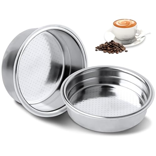 Sieb 51mm, 2 Stück Filterkorb für bodenlose 51 mm Siebträger, Edelstahlsieb für JoeFrex Siebträger zur Delonghi Dedica Serie Qualitäts Espressozubehör