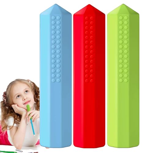 3X Kaubare Bleistiftaufsätze, Silikon Chew Pencil Topper, Farbiger Sensorischer Bleistift Kauaufsatz, Besondere Stifte Für Kinder, Kaubare Stiftspitze Für Autistische