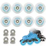 8er-Pack 76 mm/80 mm LED Lnline Skate Räder Leuchtende: Lnliner Skateroll für K2, Rollschuh Ersatzrollen mit Kugellager Langlebig Material Geeignet für Innen Außenbereich Kinder Eislauftraining (80MM)