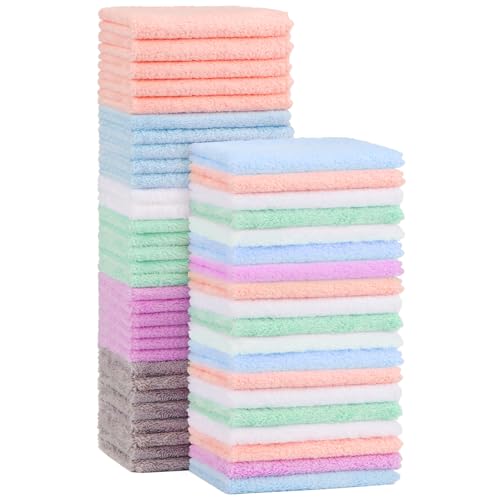 Orighty Baby Waschlappen 50-Pack, Mikrofaser Coral Fleece Baby Gesichtstücher, weiche und saugfähige Waschlappen für Neugeborene, sanft auf empfindliche Haut für Gesicht Hände und Körper, 7x9 Zoll