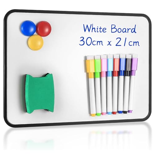 Whiteboard Magnetwand, kleine doppelseitige Whiteboard Trocken abwischbare, A4-Format Magnettafel Magnetwand, mit trocken abwischbaren Stiften, Radiergummi, 30 x 21 cm