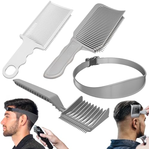 4 Stück Haarschneide Schablone, Haarschneidekamm Übergang, Verstellbare Fade Kamm, Übergang Haare Schablone, Kamm Schablone Für Haarschnitt, Verstellbare Fade Kamm, Silikon Haarschnittband
