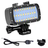 Suptig 30 LED-Video-Licht, wasserdicht, Unterwasser-Licht, kompatibel mit GoPro Hero 13/Hero 12/11/10/9/8/7/6/5/4/3/3+ Hero Session und Canon, Nikon Sony Spiegelreflexkameras, wasserdicht 55 m