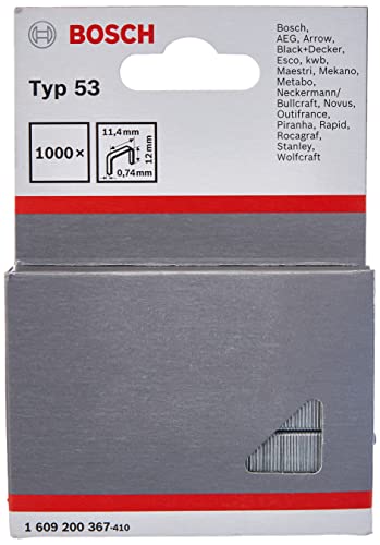 Bosch Professional 1000x Feindrahtklammer Typ 53 (Natürliche Materialien, Textilien, Karton, 11.4 x 0.74 x 12 mm, Zubehör Tacker)