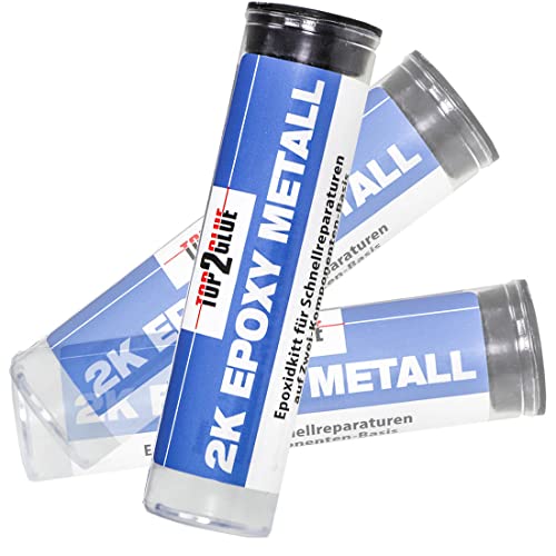 Top2Glue 2K Epoxid Kitt für Schnellreparaturen - Kaltmetall - Powerknete - Reparaturknete - Epoxidharz Knete - zwei Komponentenkleber extra stark - Auspuff Reparaturset (1)