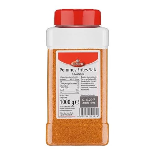 Orient POMMES FRITES SALZ 1 KG Gewürzsalz Spender für Pommes Großpackung für Gastronomie große Dose Imbiss Pommes-Salz